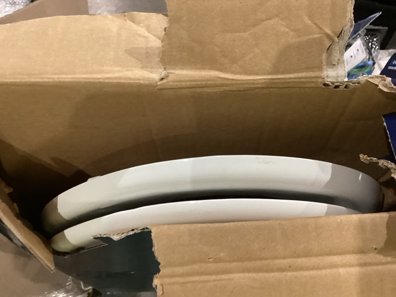 Condition photo showing As Is for bemis 1500ec 390 lift-off wood elongated toilet seat, cotton white (pack of 1) | durable enameled wood resists chipping & scratching, fits all standard elongated toilets, made in usa, 1500ec 390