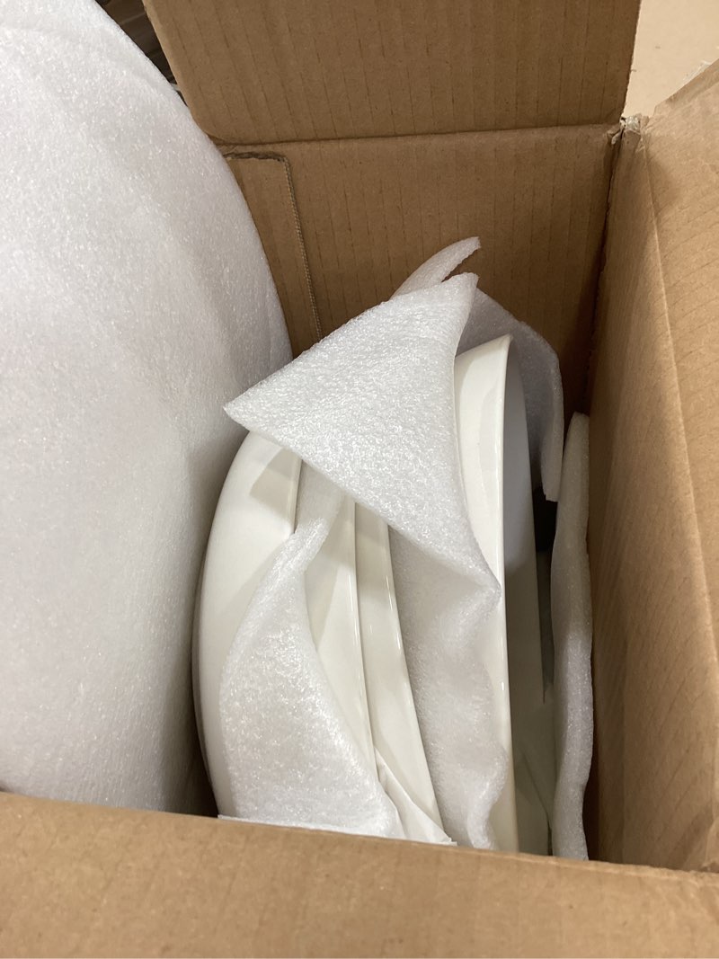 Condition photo showing Good Condition for dowan 9.75" pasta bowls set of 4, large shallow white ceramic salad bowls, 50oz wide dinner bowls for pasta, soup, salad & stew, microwave & dishwasher safe, housewarming gift(soft white) 9.75''-50oz white