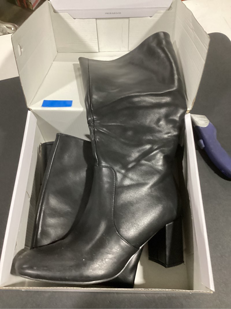 Condition photo showing Good Condition for dream pairs women's gogo boots square toe side zipper chunky heel knee high boots for women 10 black