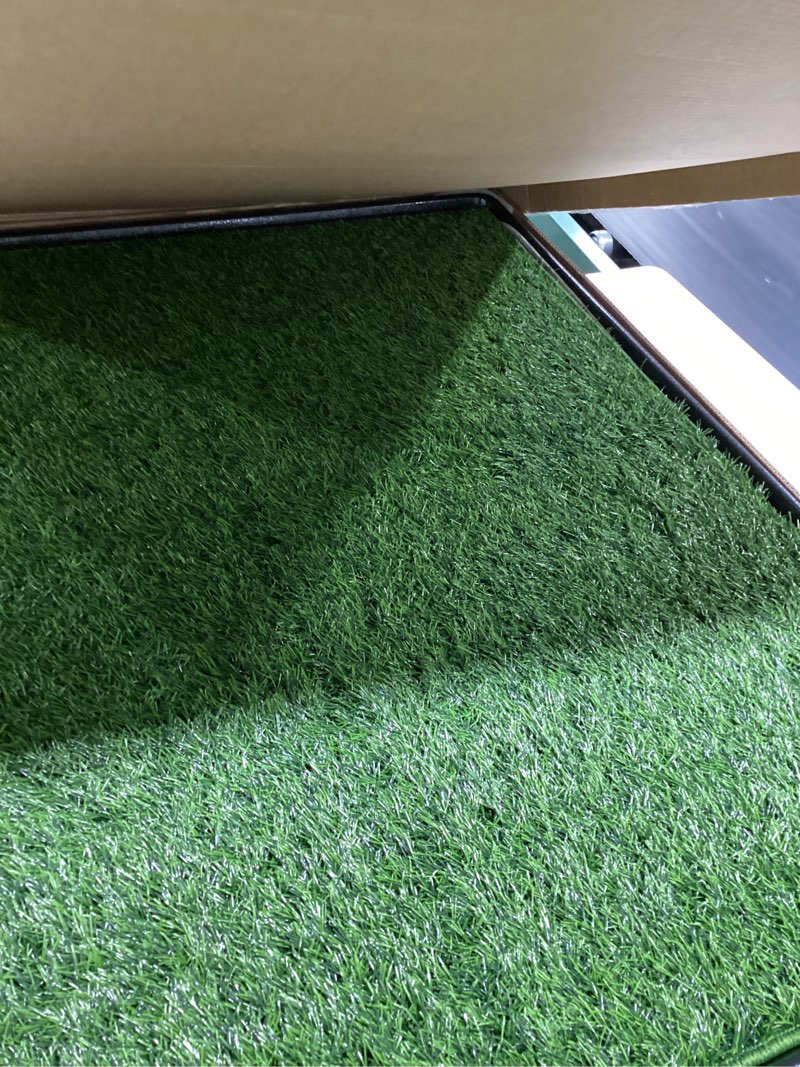 Condition photo showing Good Condition for dog grass pad with tray extra large 45”×34” ultra-absorbent artificial grass pad for dogs potty grass hemmed edge for indoor potty training, reusable dogs pee pads, dog litter box balcony x-large - 45”×34” for 60-100lbs dog
