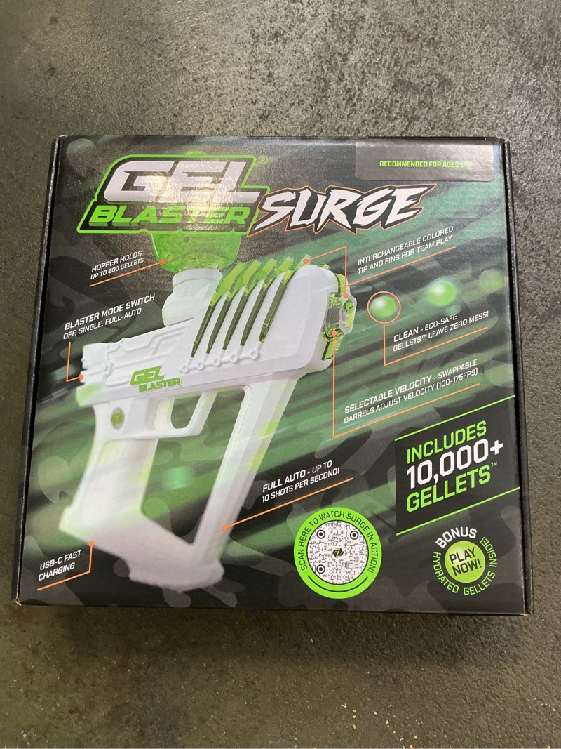 Condition photo showing New/Like New for gel blaster surge 1.5  electric green  water-based gellet blaster with 10 000 electric green gellet pack
