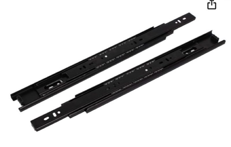 Aexit Furniture Drawer Cabinet Hardware 3-Section Telescopic Ball Bearing Slides Rail Black 14'' Drawer Slides Length 2pcs
