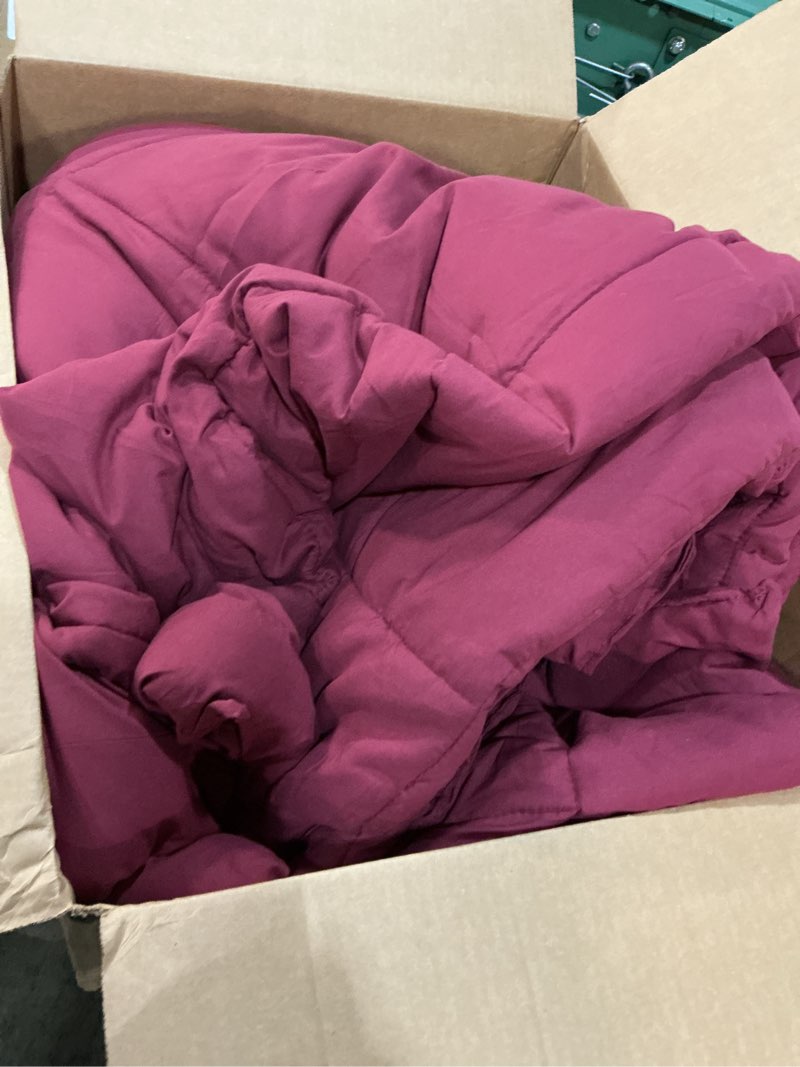 Condition photo showing As Is for cal king size, burgundy alternative down comforter - warm, lightweight & breathable hotel quality bedding for men, women, kids & teens - all season oversized cooling microfiber duvet insert comforter 08 - burgundy california king (102" x 96")