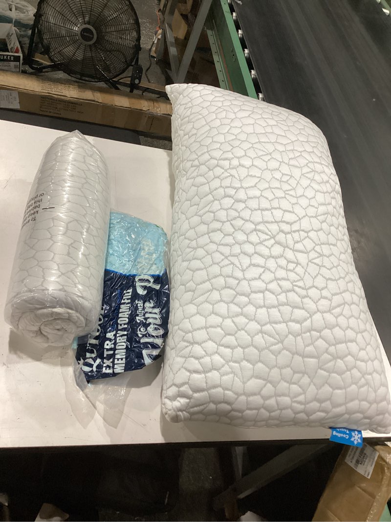 Condition photo showing Good Condition for qutool cooling pillow for sleeping, certipur-us shredded memory foam king pillows set of 2, cool pillow for hot sleepers adjustable firm pillow for side, back, stomach sleepers soft yet support, white