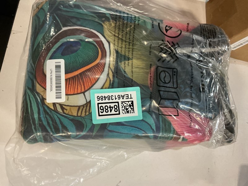 Condition photo showing Good Condition for Area Rug 4x6 Rug Washable Floral Peacock Rugs Non Slip Low Pile Floral Animal Small Carpet for Bedroom, Bedside, Kids Room, Office, Dining Room (Black) Black 4' x 6' (Rectangular)