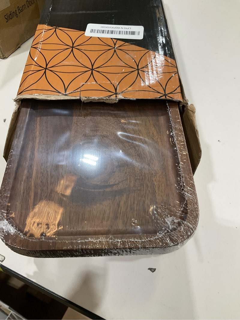 Condition photo showing New/Like New for Acacia Wood Serving Platters and Trays - 14" x 5.5" Wooden Mini Charcuterie Boards, Small Cheese Board, Rectangle Wooden Tray for Kitchen Counter, Bathroom, Home Decor, Party (6, 14"X5.5")