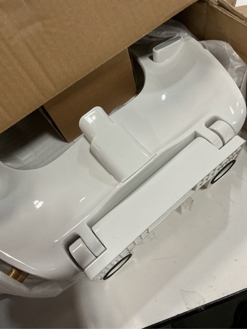 Condition photo showing As Is for Elongated Bidet Toilet Seat with Quiet-Close, Non-Electric Bidet Mode with Dual Nozzles, Fit Elongated Toilet Seat, Adjustable Water Pressure with Brass inlet (Round)