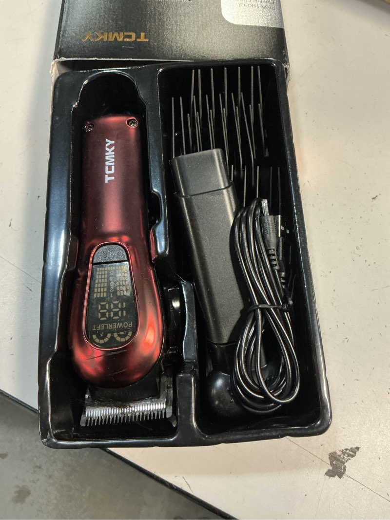 Condition photo showing Good Condition for tcmky hair clippers for men professional clippers for men cordless&corded barber clippers for hair cutting & grooming. rechargeable hair trimmer kit for household (red)
