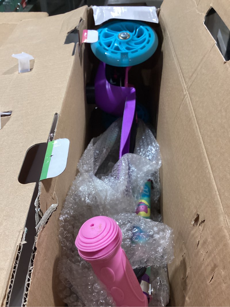 Condition photo showing Good Condition for self balancing kick scooter with light up wheels, extra wide deck, 3 wheel platform, foot activated brake, 75 lbs limit, kids & toddlers girls or boys, for ages 3 and up gabby's dollhouse