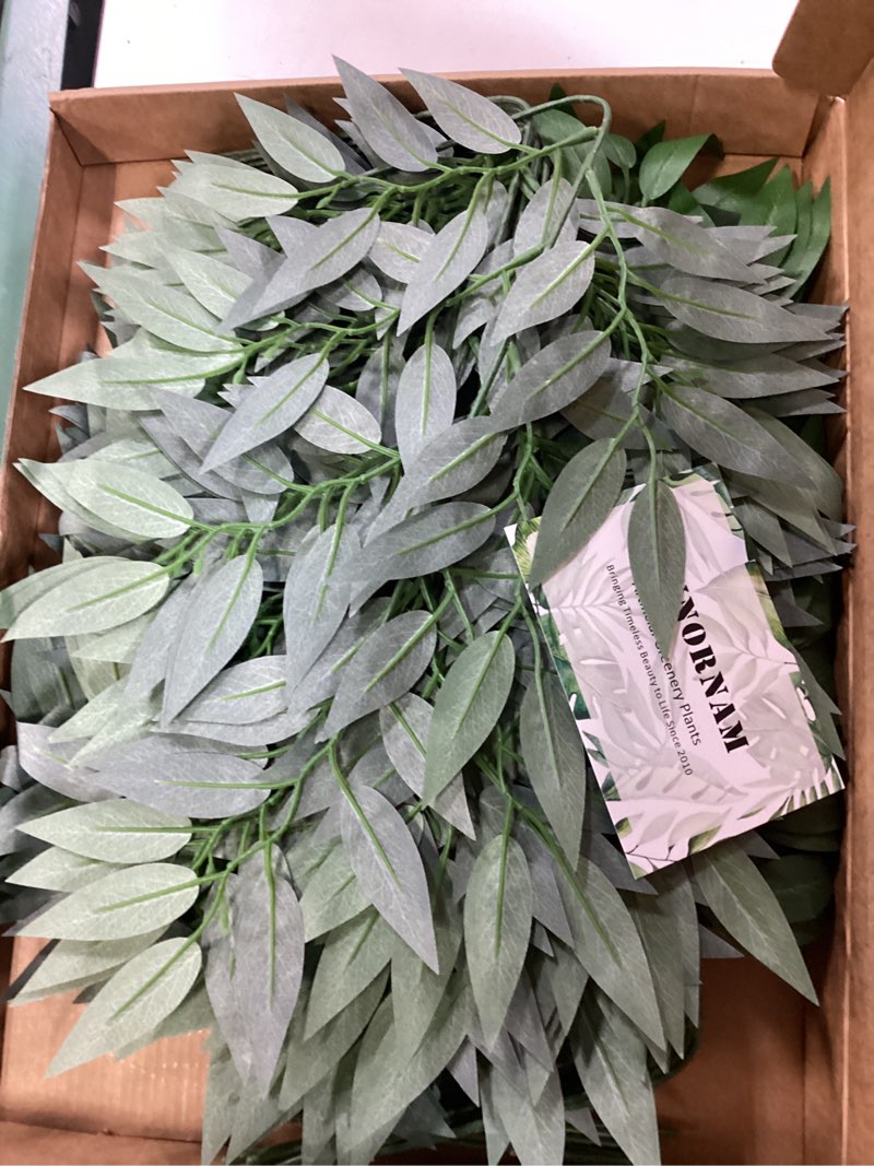 Condition photo showing As Is for 36pcs italian ruscus greenery stems artificial silk greenery leaves for diy wedding arch bouquet filler table centerpieces home indoor decor green 36pcs 23 inch