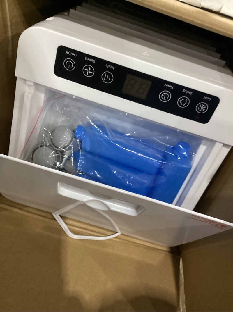 Condition photo showing New/Like New for portable air conditioners, swamp cooler portable ac unit for room, windowless cooling fan that blow cold air w/remote 5l tank 12 speeds 9h timer, evaporative air cooler for bedroom garage (white)