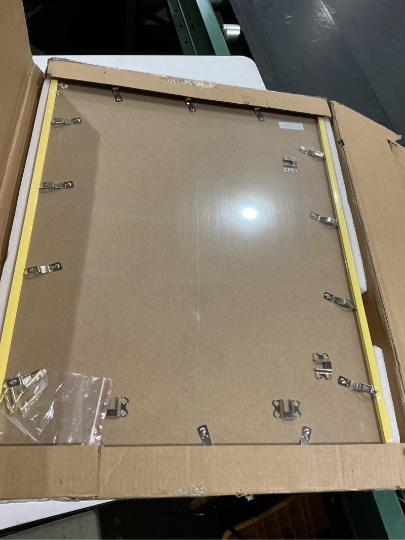 Condition photo showing New/Like New for 18x24 inch picture frame, 18x24 photo frames with 16x20 removable mat - high definition plexiglass - vertical and horizontal display - wall hanging poster frame - gold, 3 pack 18x24, 3p gold