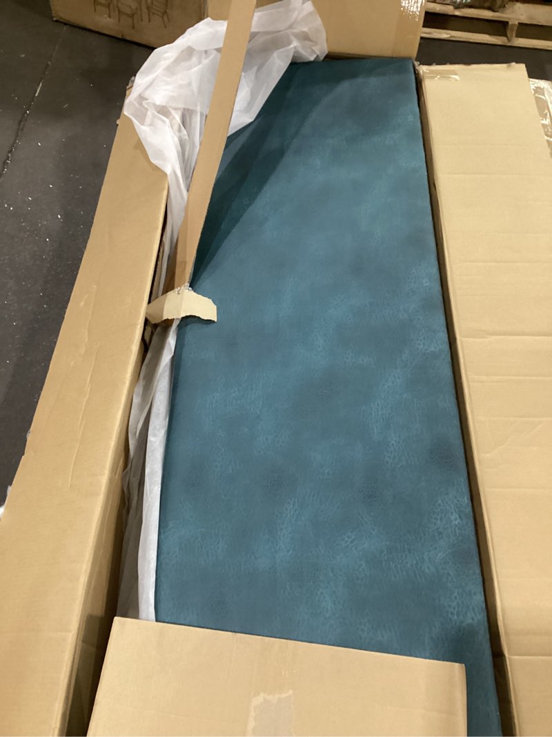 green upholstered couch * incomplete missing base of couch* 