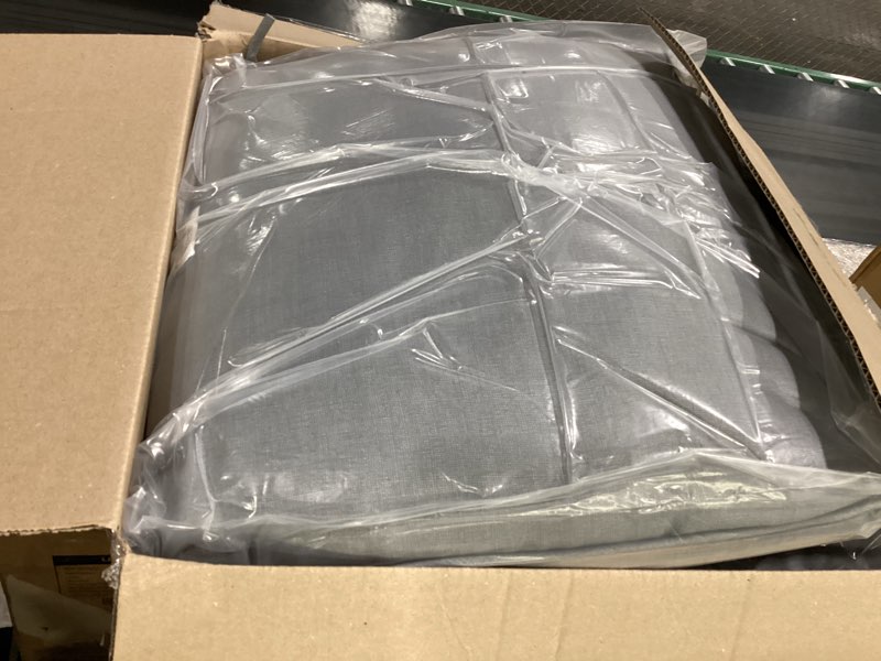 Condition photo showing Good Condition for arden outdoor foam deep seat cushion set (2-pack), 24x24, premium high-density foam, never flattens, weather-proof for patio chair sofa couch, stone grey leala certi-pur foam stone grey leala 2 pack