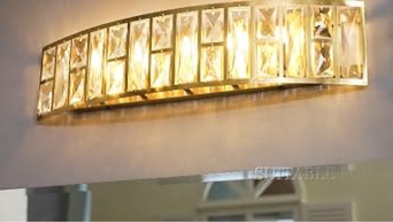 KLKLCH 24" Bathroom Vanity Light,Modern Crystal Glass Vanity Light Over Mirror,Gold Wall Light Suita