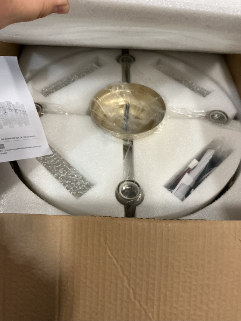 Condition photo showing Good Condition for 20" Gold Fandelier Ceiling Fan with Lights, Gold Crystal Chandelier Ceiling Fans with Light Remote Control, Modern Caged 6-Speed for Bedroom, Living Room, Nursery 20 Inch Crystal ceiling fan with light