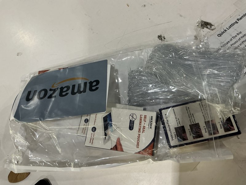 Condition photo showing Good Condition for 100 pack 10 mil self seal laminating pouches with loops 2 1/2" x 4 1/4" hard self laminating sheet for 2.5"×4" luggage tags bookmark business card clear self laminating luggage tag pouches for office 2.5x4 inch with loops 100