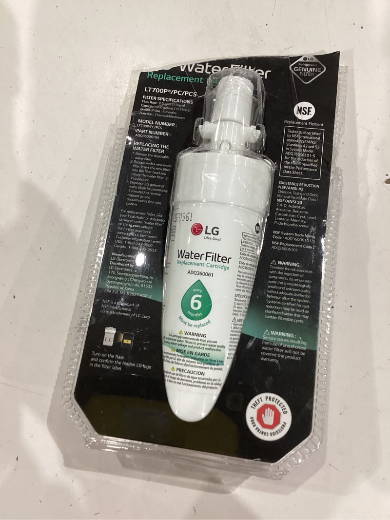 Condition photo showing As Is for lg 6-month twist-in refrigerator water filter