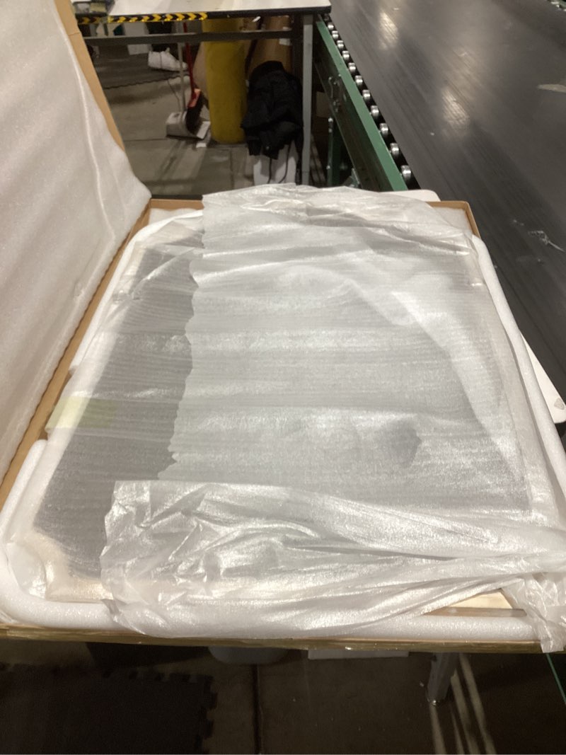 Condition photo showing Good Condition for ULIKE Rectangular Wood Mirror with Natural Wooden Bead Frame, 24x36 Inch Rustic Farmhouse Wall Mirror for Bathroom Nursery Bedroom Living Room Brown A Bead Rustic Brown 24"L x 36"W