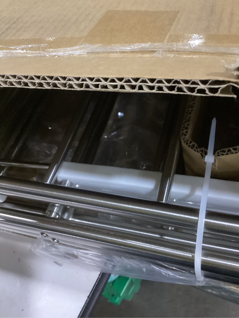 Condition photo showing Good Condition for songmics clothes drying rack, foldable 2-level laundry drying rack, free-standing laundry airer, with height-adjustable wings, 33 drying rails, sock clips, silver and white ullr053w01v1 silve + white 2 tiers?22"d x 61.8"w x 64.3''h )