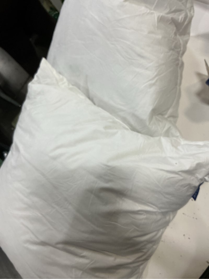 Condition photo showing As Is for miulee 20x20 inch pillows inserts, pack of 2 down alternative virgin filling comfy support throw pillows for sofa couch bed 2 20x20