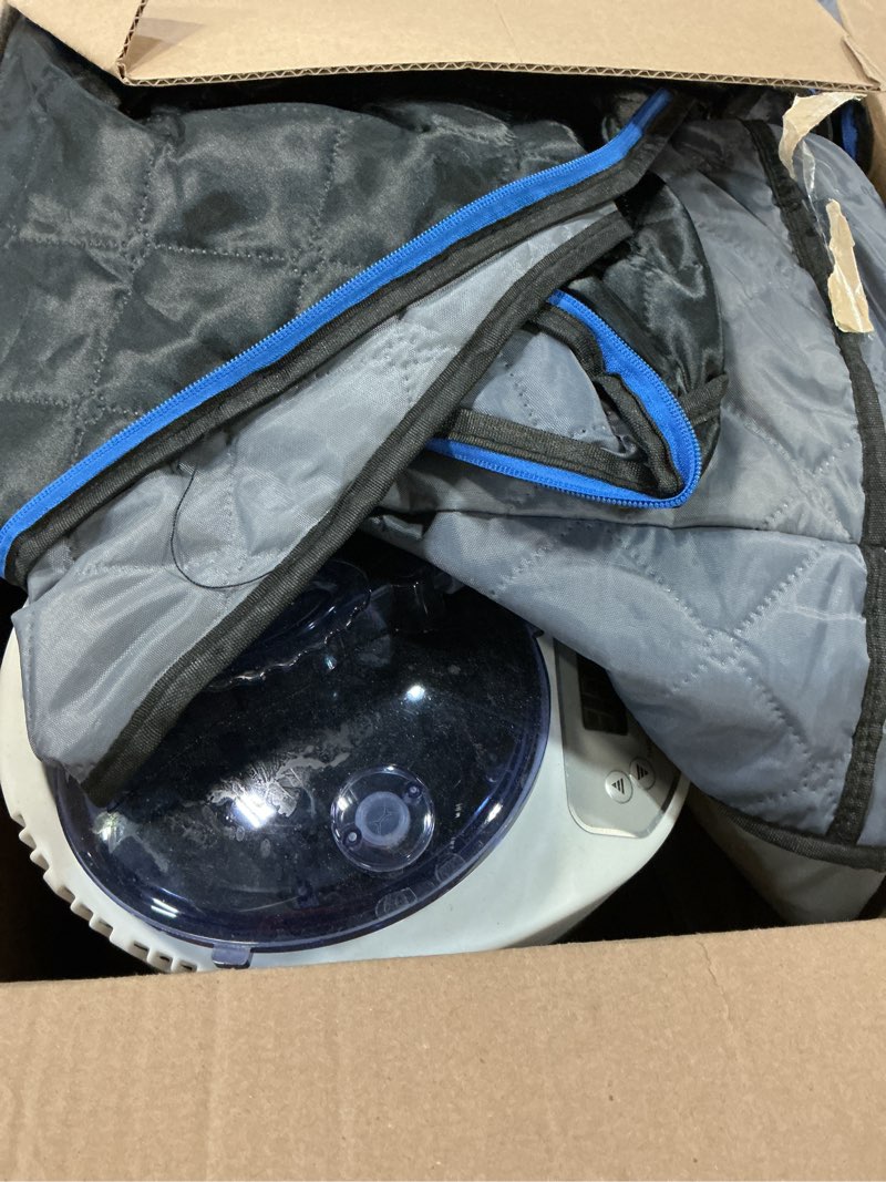 Condition photo showing As Is for Sauna Box, Portable Sauna for Home, Personal Steam Sauna Tent with 1200W 3L Steamer Heater, 15 Levels, Remote Control, Foldable Chair, Cozy Size 36 * 36 * 71 inch-Blue