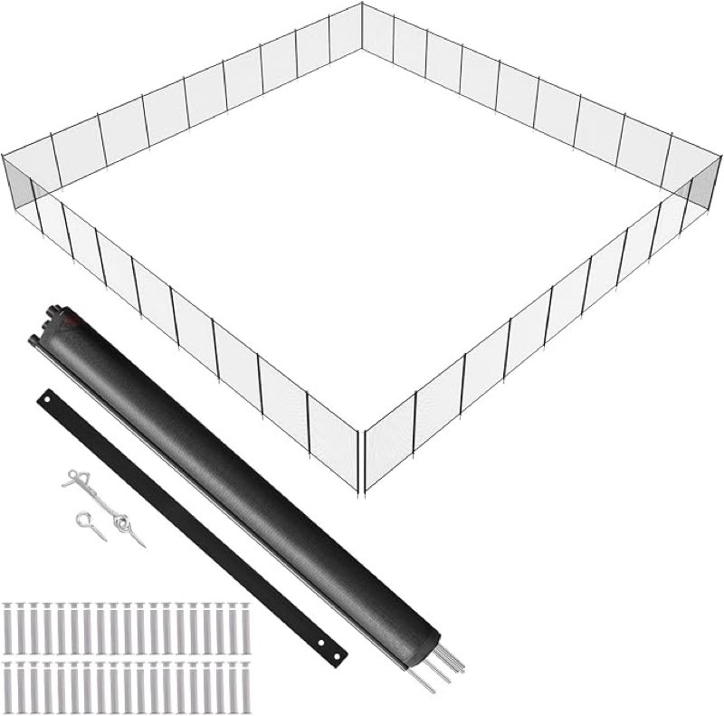 vevor pool fence, 4 x 108 ft pool fences for inground pools, removable safety pool fencing, easy diy installation swimming pool fence, 340gms teslin pvc pool fence mesh protects kids and pets