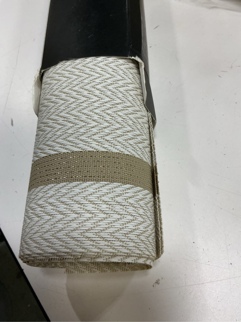 Condition photo showing New/Like New for FAVE Placemats Set of 8 White Placemats Woven with Golden Thread Durable and Wipeable Vinyl Placemats Set of 8 Place Mats for Wedding, Banquet, Birthday, Party, Restaurant (White, 12"x18"-8PCS) White 12"x18"-8PCS