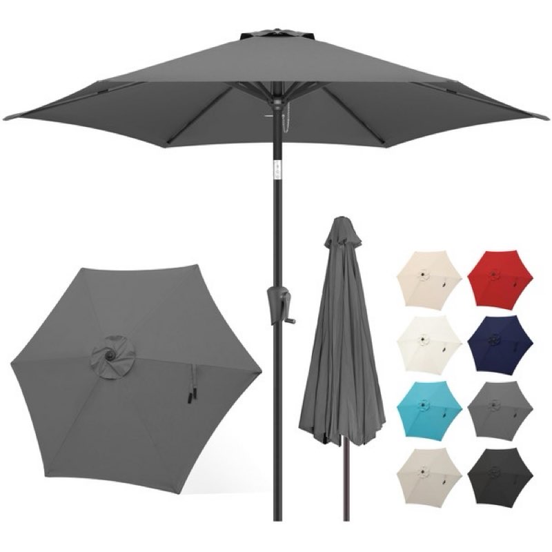 flame&shade 9 ft outdoor market patio table umbrella with tilt, anthracite