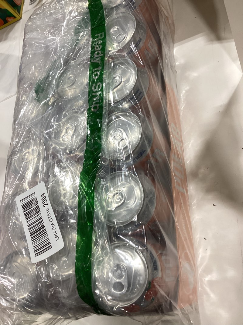 Condition photo showing New/Like New for polar seltzer water georgia peach, 12 fl oz cans, 18 pack