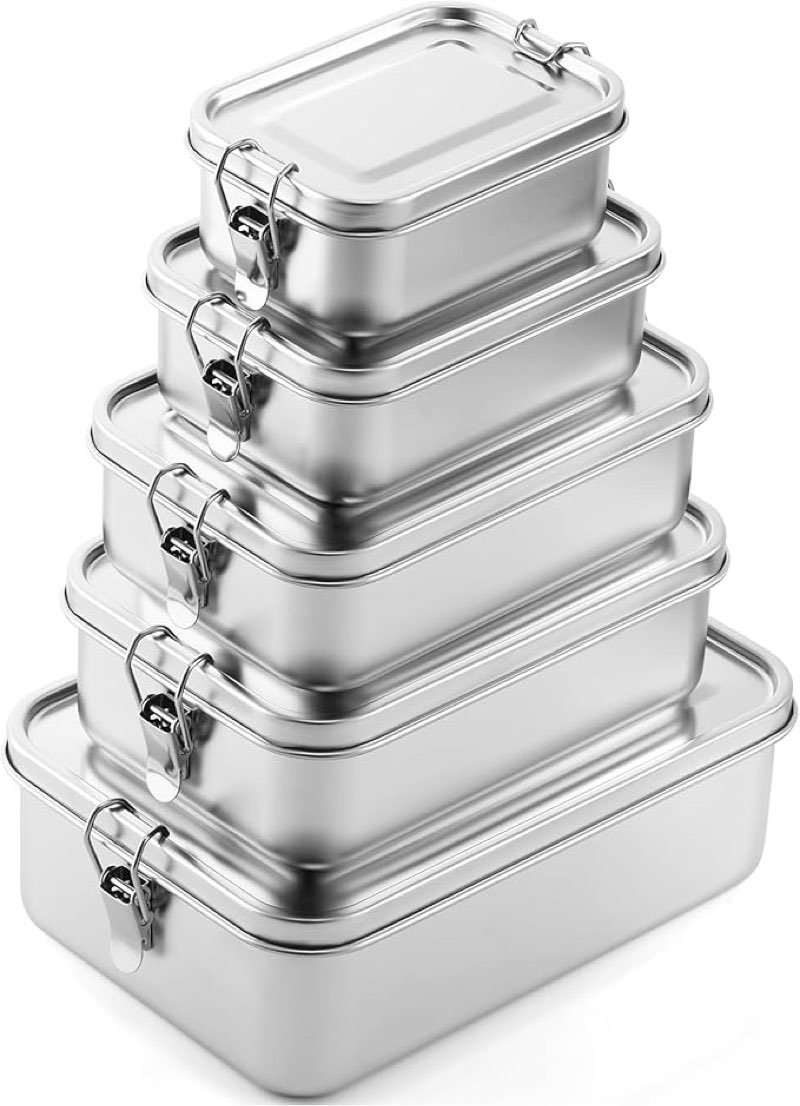 Umigy 12 Pcs Stainless Steel Food Containers 550/850/1400/2400 ml Metal Bento Lunch Box Stainless St