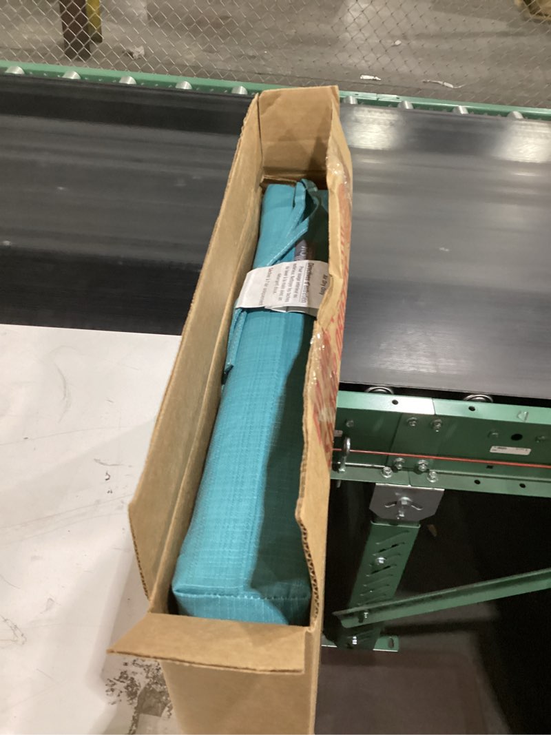 Condition photo showing Good Condition for Pillow Perfect Forsyth Solid Indoor/Outdoor Wicker Patio Bench/Swing Cushion, Weather and Fade Resistant, 18" x 45", Blue