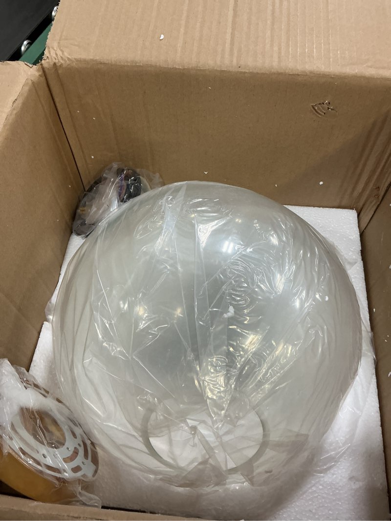 Condition photo showing Good Condition for spherical led clear glass hanging light, creative single pendant light, ceiling light base on e27 gold lamp holder (30cm)