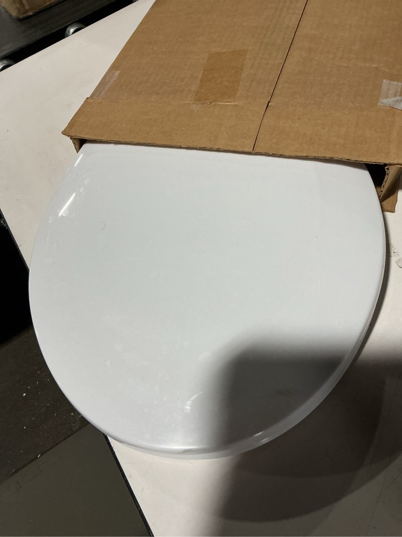 Condition photo showing As Is for Little2Big Toilet Seat with Built-In Potty Training Seat, Slow Close, Durable Plastic, Made in USA, ROUND, White
