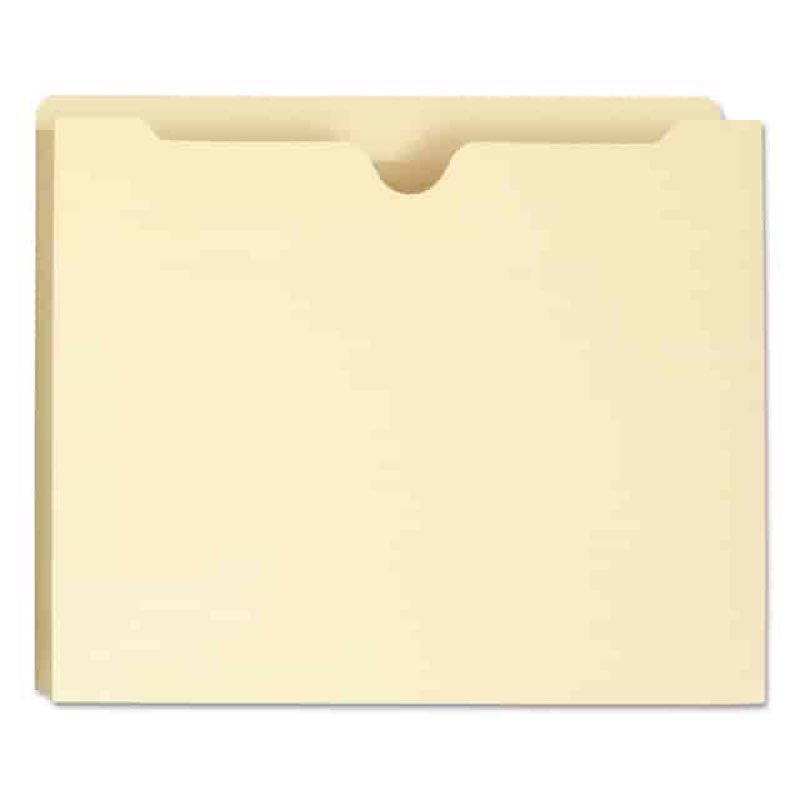 Smead Straight Tab Cut Letter Recycled File Jacket, 8 1/2" x 11", 1" Expansion, 11 pt., 2 Plys, Manila, Reinforced, Slip Resistant, 10% Recycled, 50 / Box