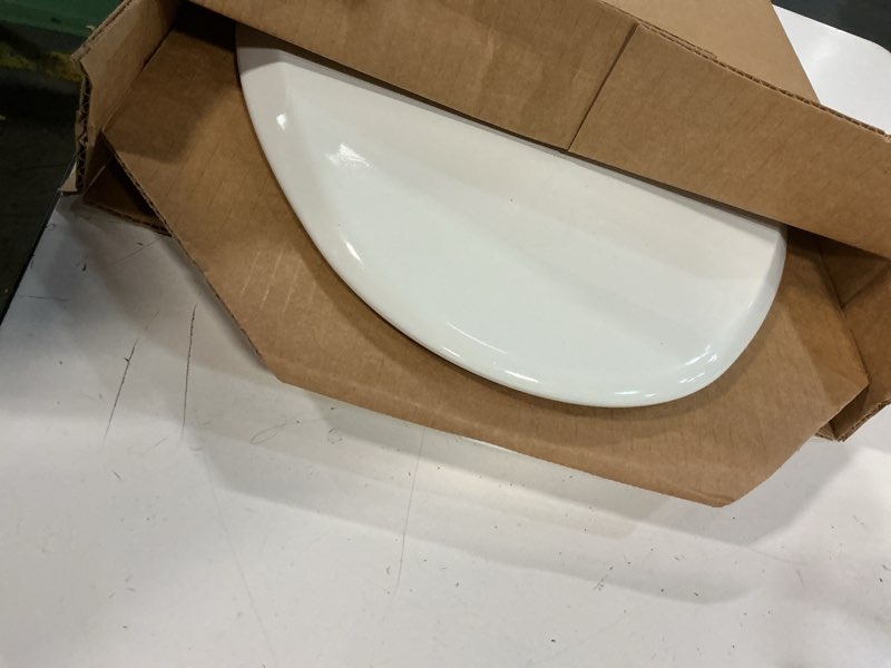 Condition photo showing As Is for mayfair cassel slow close toilet seat, easy clean, non slip premium wood seat, easy install, made in usa, elongated, white elongated 1 - toilet seat