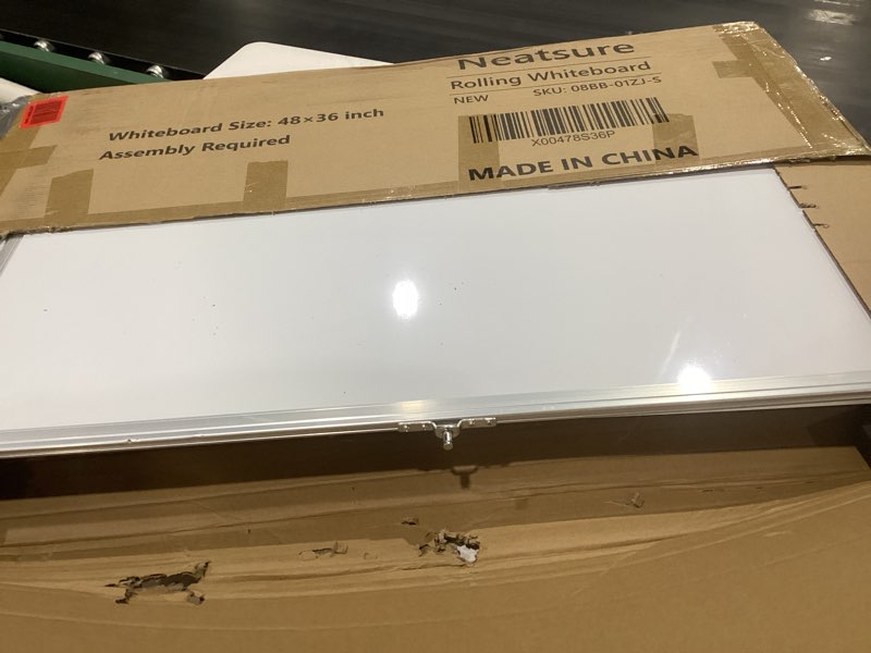 Condition photo showing Good Condition for large rolling whiteboard on wheels, 48" x 36" double-sided mobile white board with stand, 4' x 3' portable standing magnetic dry erase board easel for home office classroom school, silver 48"w x 36"h silver