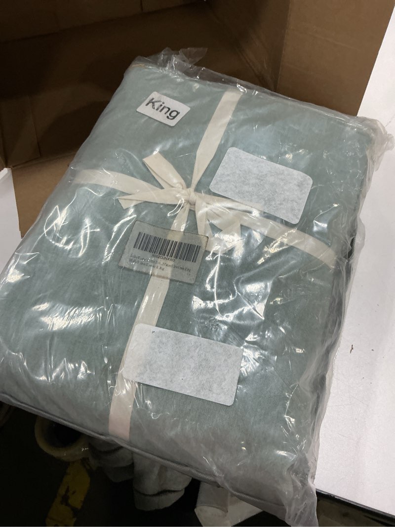 Condition photo showing Good Condition for Janlive Washed Cotton Duvet Cover Queen Ultra Soft 100% Cotton Solid Color Olive Green Duvet Cover Set with Zipper Closure -3 Pieces Olive Green Queen