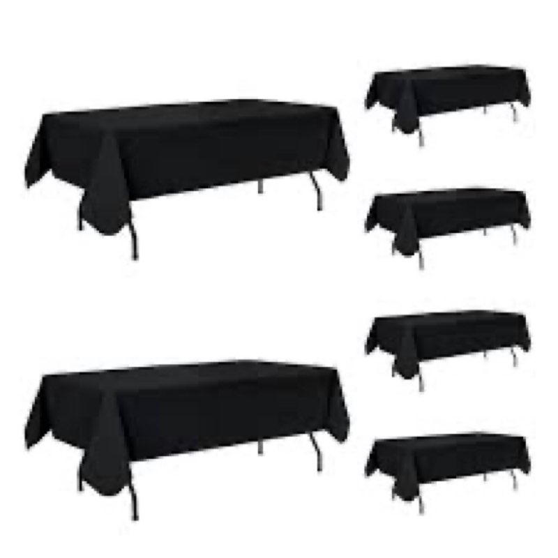 Enjoyidea Vinyl Tablecloth with Flannel Backing-6 Pack Black 60x84 Inch Waterproof PEVA Table Cloth 