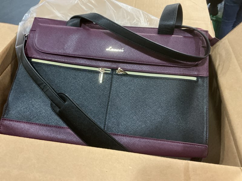 Condition photo showing New/Like New for lovevook laptop bag for women 15.6 inch tote work professional leather computer briefcase waterproof handbag shoulder large capacity business teacher office crossbody purse 15.6 inch black/purple-1