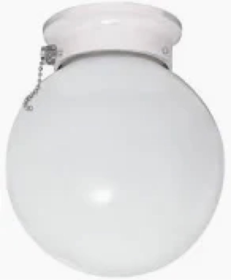6" Wide Flush Mount Globe Ceiling Fixture with a Glass Shade and Pull Chain