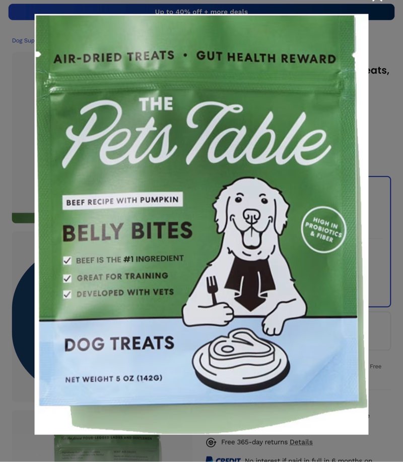 ( BB 02/20/2026) (Case pack of 72) The Pets Table Beef Limited Ingredient Diet Air-Dried Dog Treats, 5-oz bag