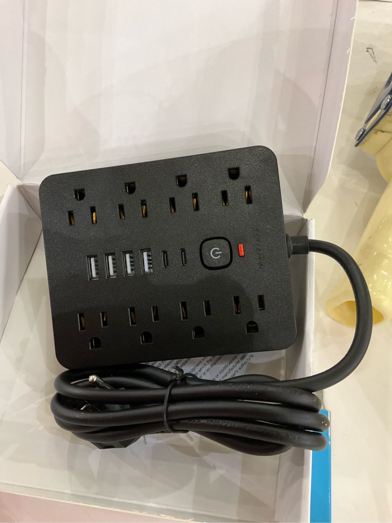 Condition photo showing Good Condition for JouleLoom Power Strip Surge Protector with 8 Outlets, 4 USB and 2 USB C Ports, 5 Ft Extension Cord, Flat Plug, Wall Mount, Overload Protection Desk USB Charging Station for Home, Office?Black?