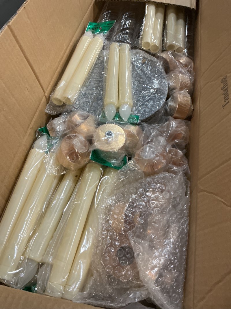 Condition photo showing Good Condition for Tandefio 4 Sets Acrylic Candelabra Centerpieces 42.5" Tall Clear Candle Holders Pillar Taper Candlestick with Lampshades 5 Arm Floor Candelabra Stand for Wedding Christmas Ceremony Dinner Party