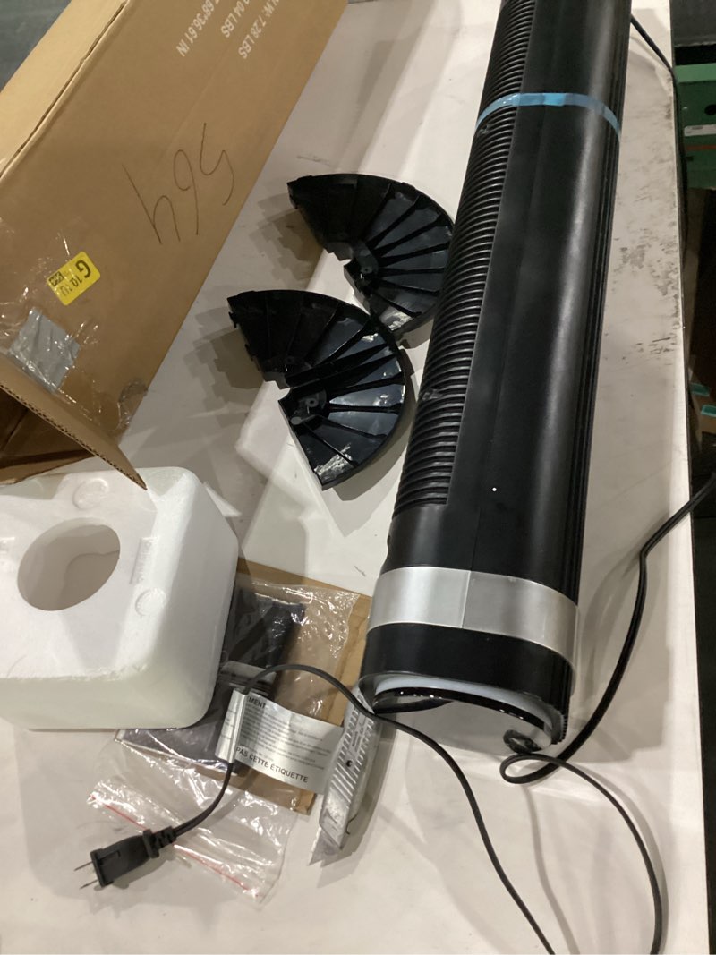 Condition photo showing Good Condition for olixis tower fan for bedroom, 28db quiet floor standing fan with remote, 12h timer, 5 speeds, 4 modes, led display, portable bladeless oscillating cooling fan for indoor, home, office - black black 35 inch