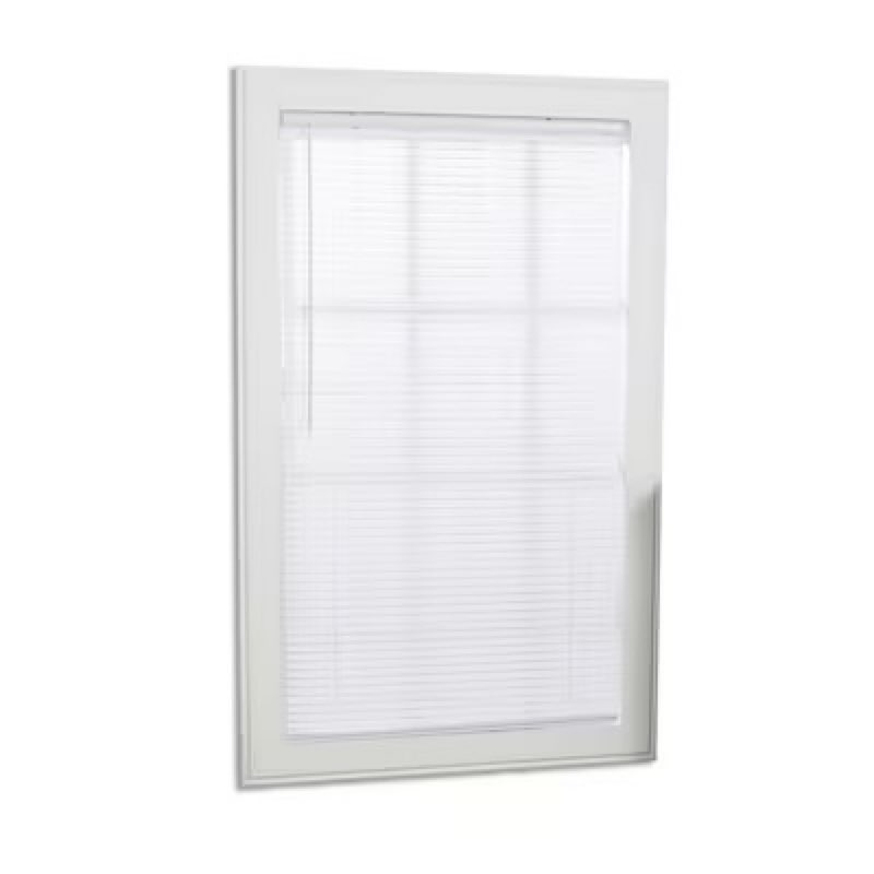 Project Source 1-in Slat Width 29.0-in x 64-in Cordless White Vinyl Light filtering Mini-blinds