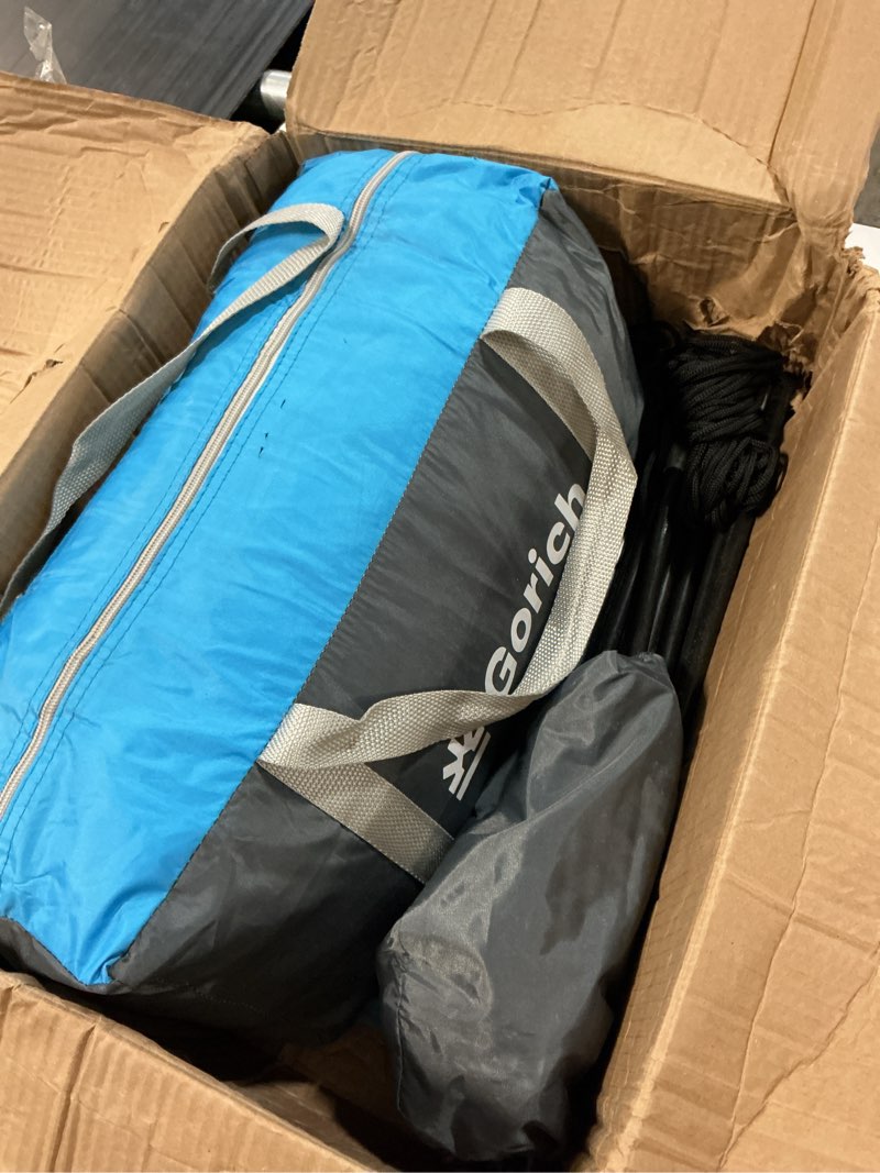 Condition photo showing As Is for gorich beach tent sun shelter for 3/4/6/8/10 person with upf 50? uv protection, lightweight & easy setup beach shade canopy, portable beach shade tent beach cabana blue 3 person