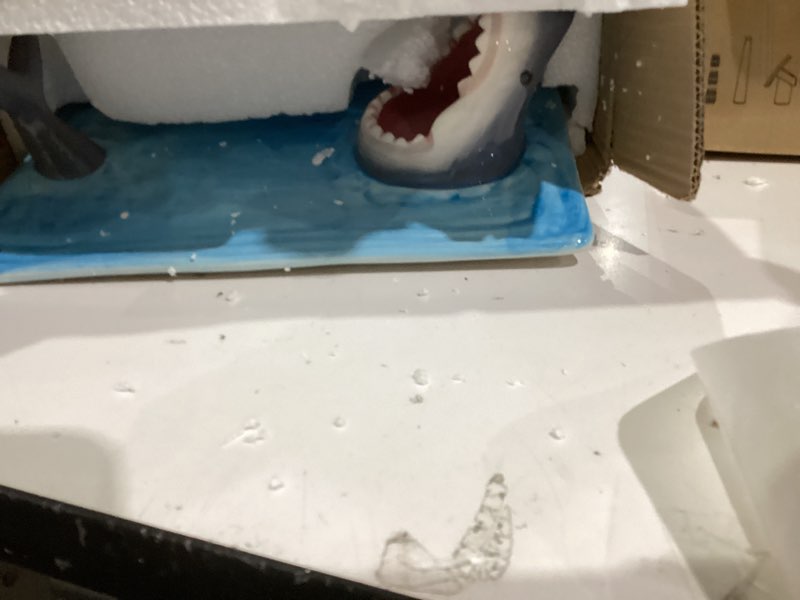 Condition photo showing Good Condition for Shark Taco Holder, Shark Charcuterie Board, Handmade Ceramic Shark Sushi Plates, Funny Nacho Taco Stands Tray with Dipping Sauce Bowl, Holiday Birthday Gifts for Sharks Party Lovers Light Blue 1 Pack