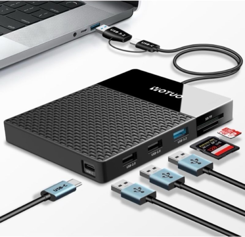 YOTUO 2TB Docking Station External Hard Drive Storage, USB-C Hub + HDD 7-in-1, USB 3.0, SD/TF Card, 