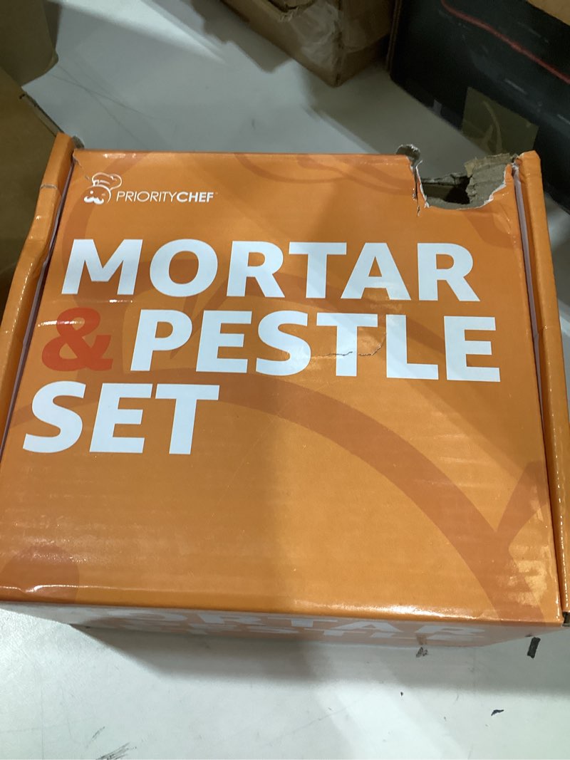 Condition photo showing New/Like New for prioritychef granite mortar and pestle set - 6.1 inch natural stone molcajete mexicano for spices, seasonings, pastes - pestle and mortar bowl for fresh guacamole, salsa, pesto, small, grey 2-cup